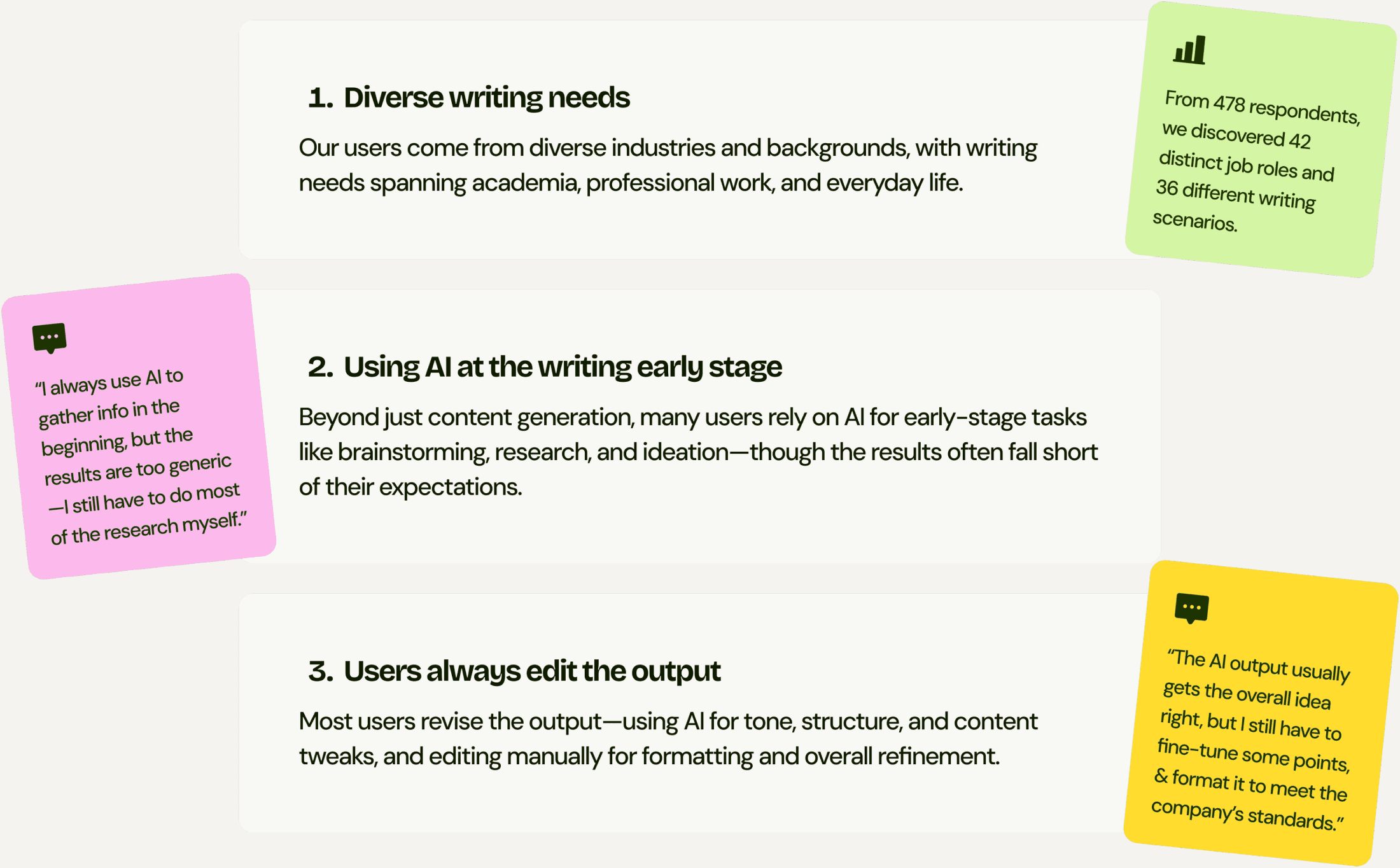 Key insights from the user research