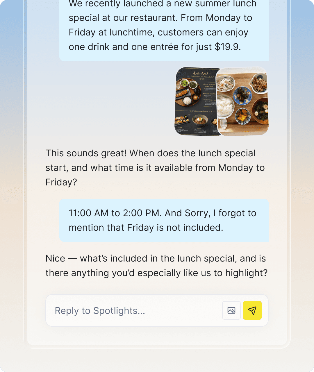 Chatting with the Spotlights assistant